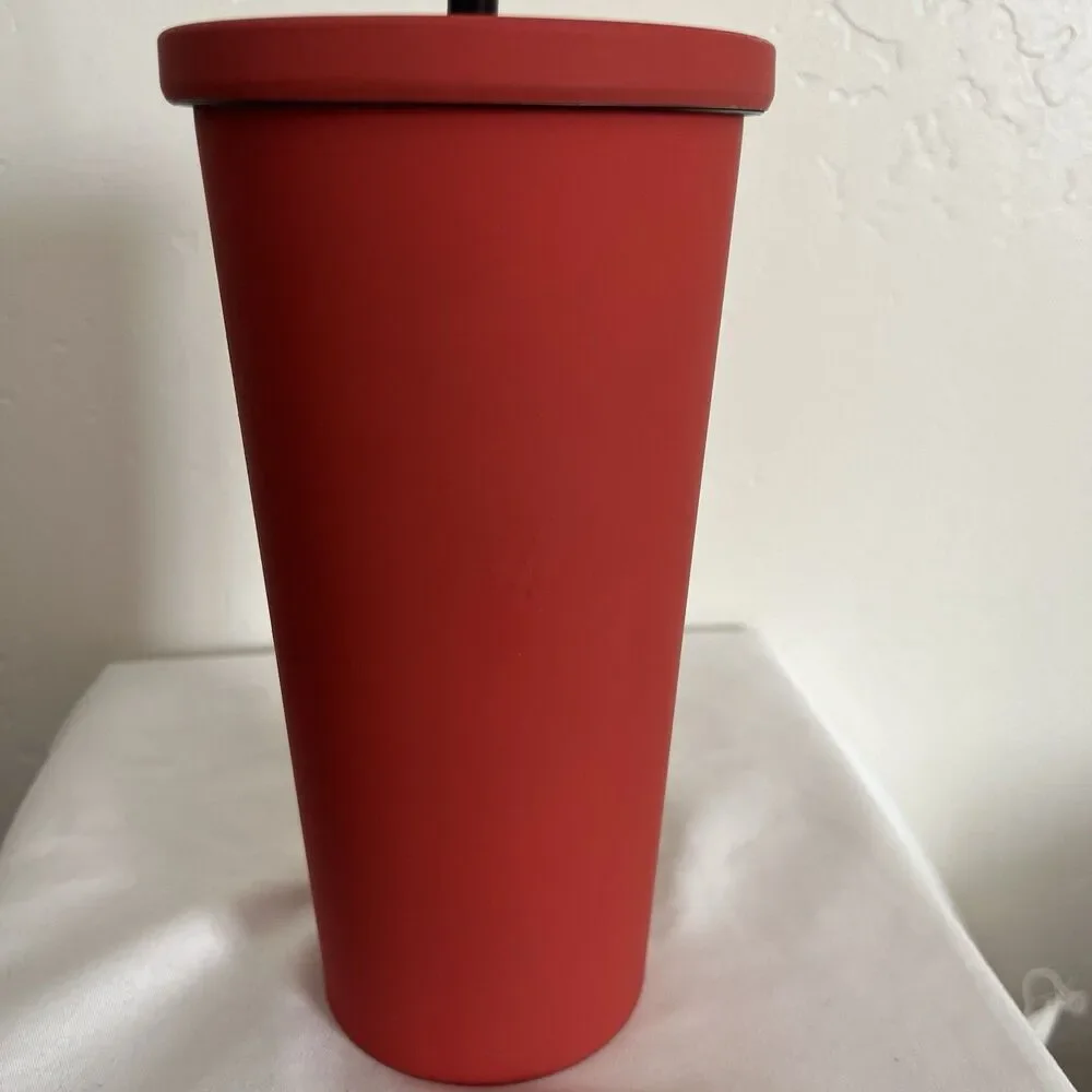 Starbucks Reserve 16oz Matte Red Orange Stainless Steel Tumbler New w/ flaws